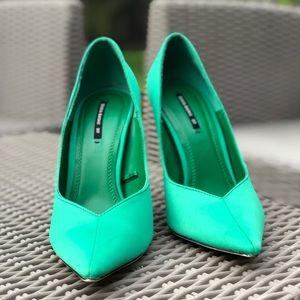 Zara green heels shoes - size 7